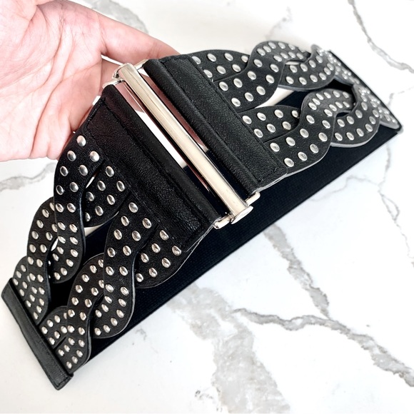 Urban Outfitters Accessories - UO Black Wide Stretch Belt with Silver Studded Detail
